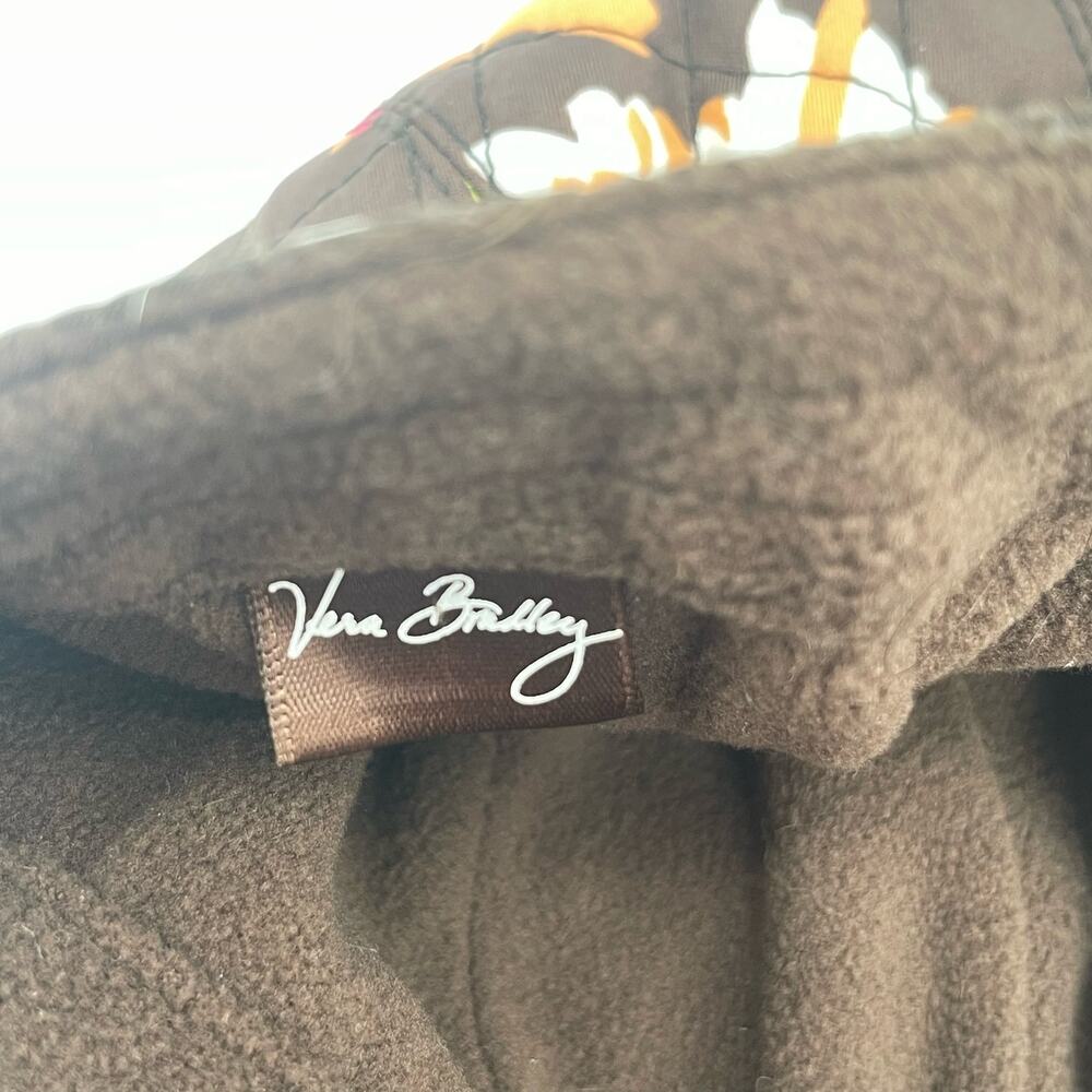 VERA BRADLEY Hat Cap English Rose Newgirl Cozy Fleece Lining Brown Casual Fall - Picture 3 of 14